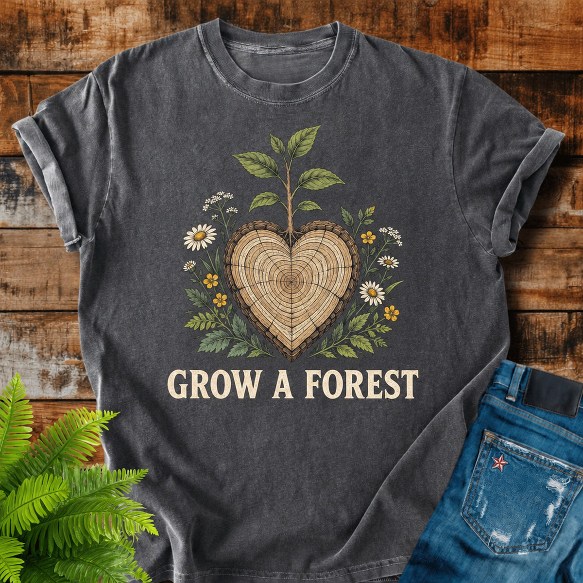 Grow A Forest print on a Pepper t-shirt