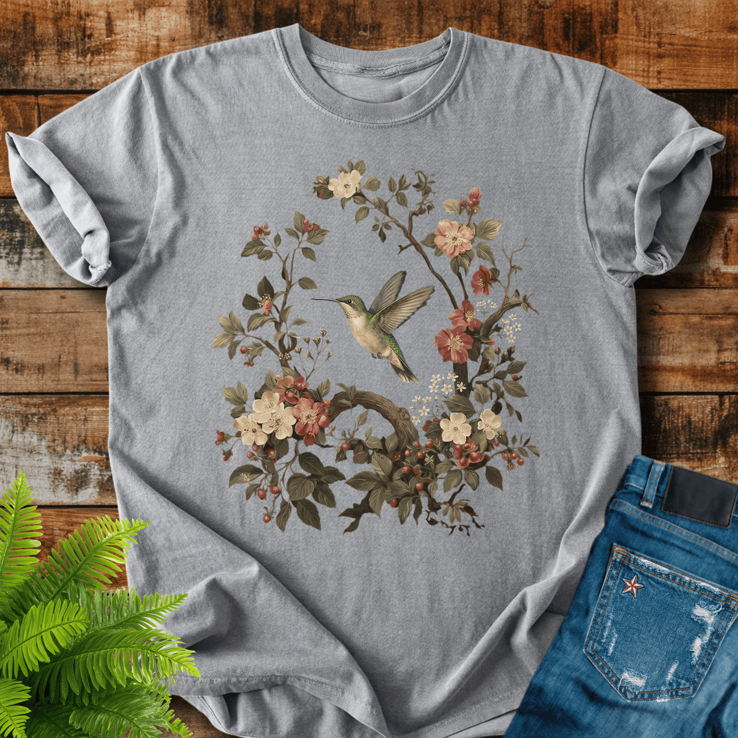 Floral Hummingbird T-shirt