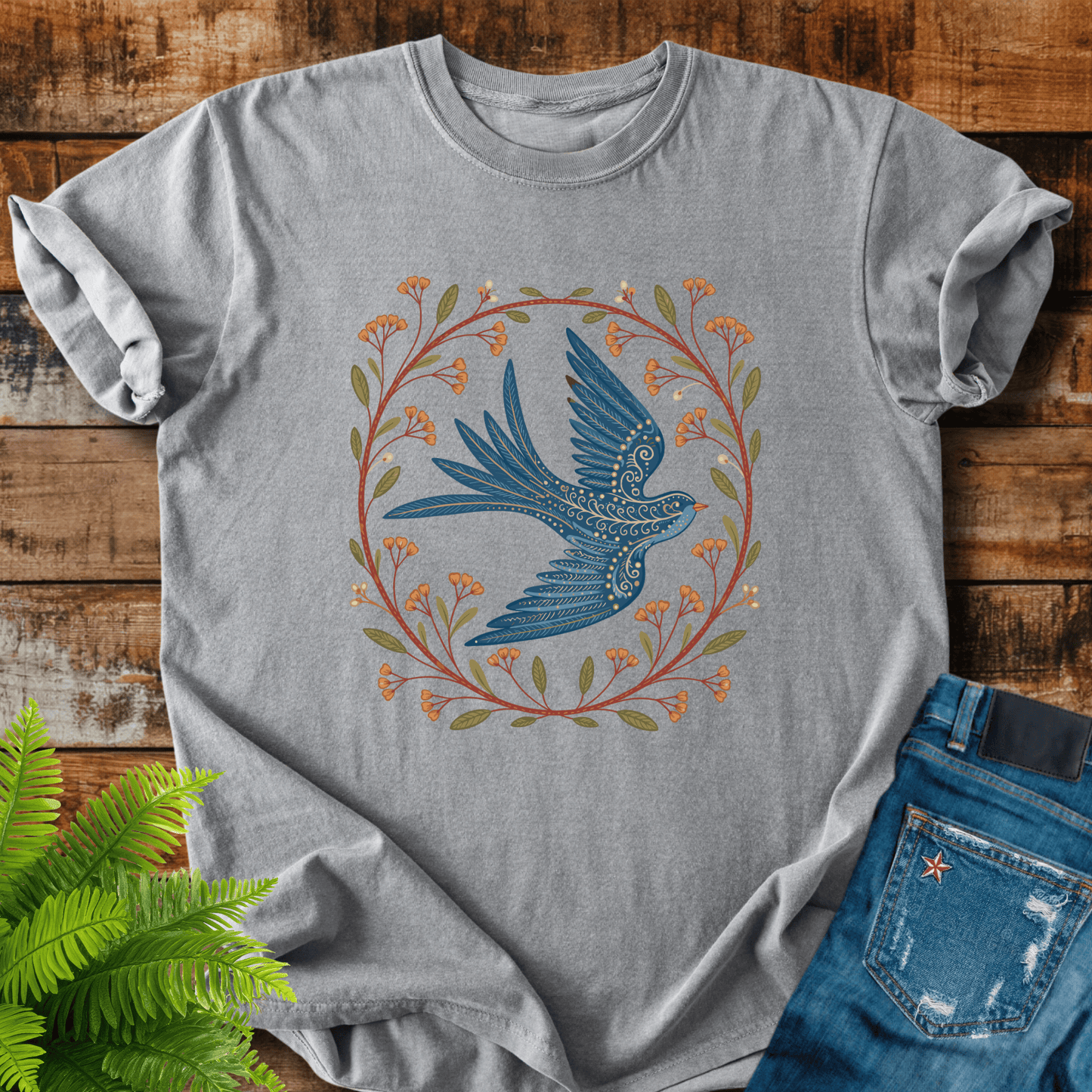 Floral Bluebird T-shirt