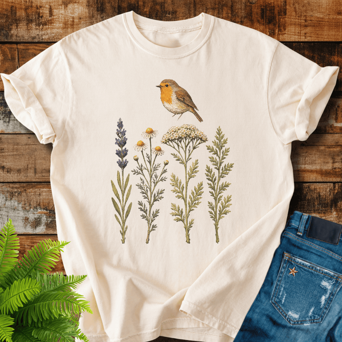 Robin Wildflowers T-shirt