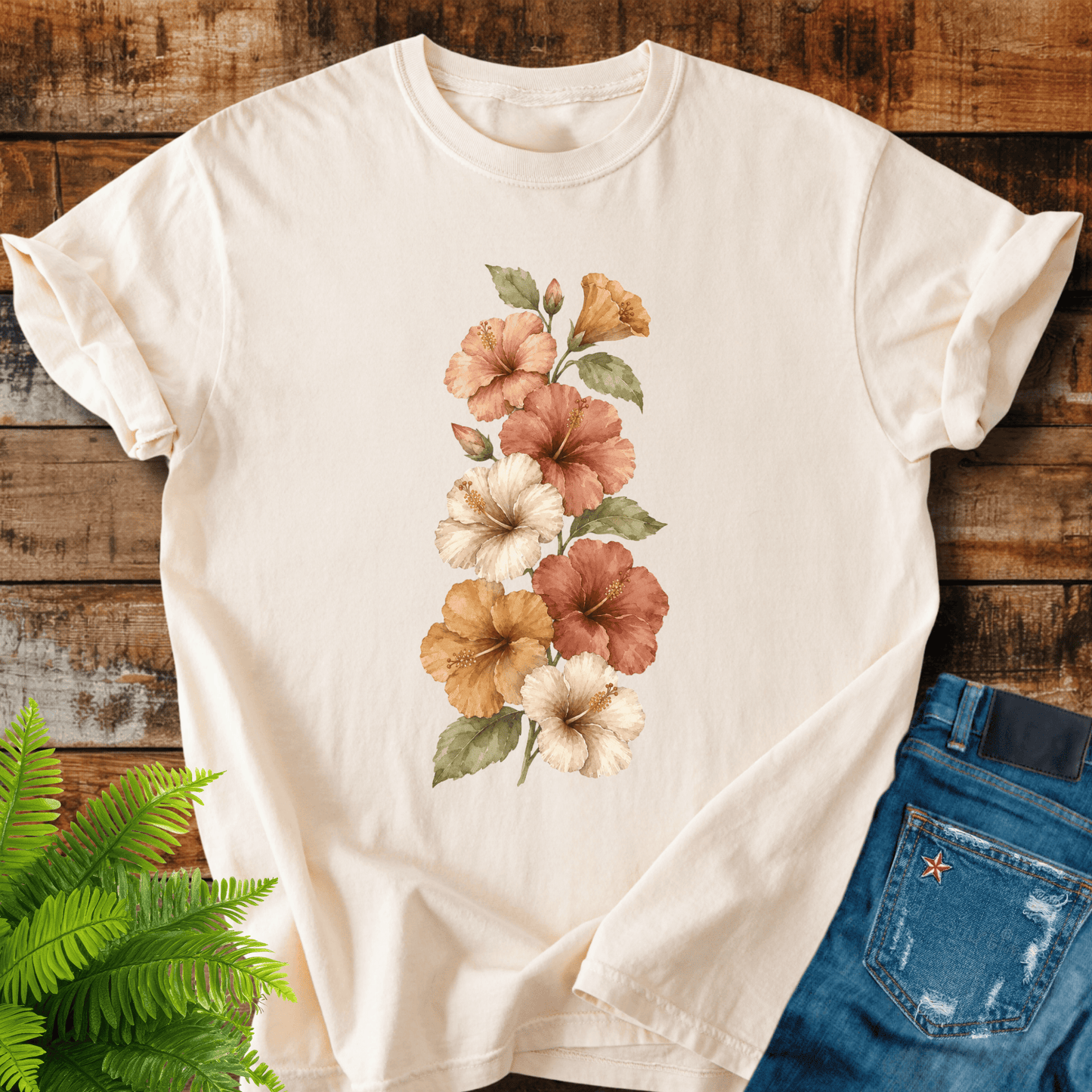 Vintage Hibiscus Flowers T-shirt