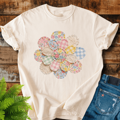 Faux Patchwork Flower T-shirt