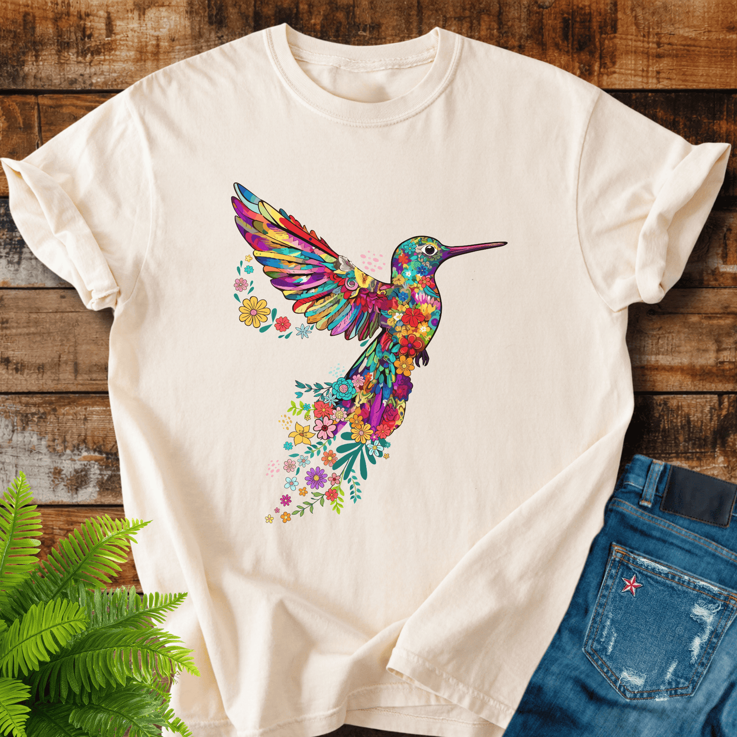 Floral Hummingbird T-shirt
