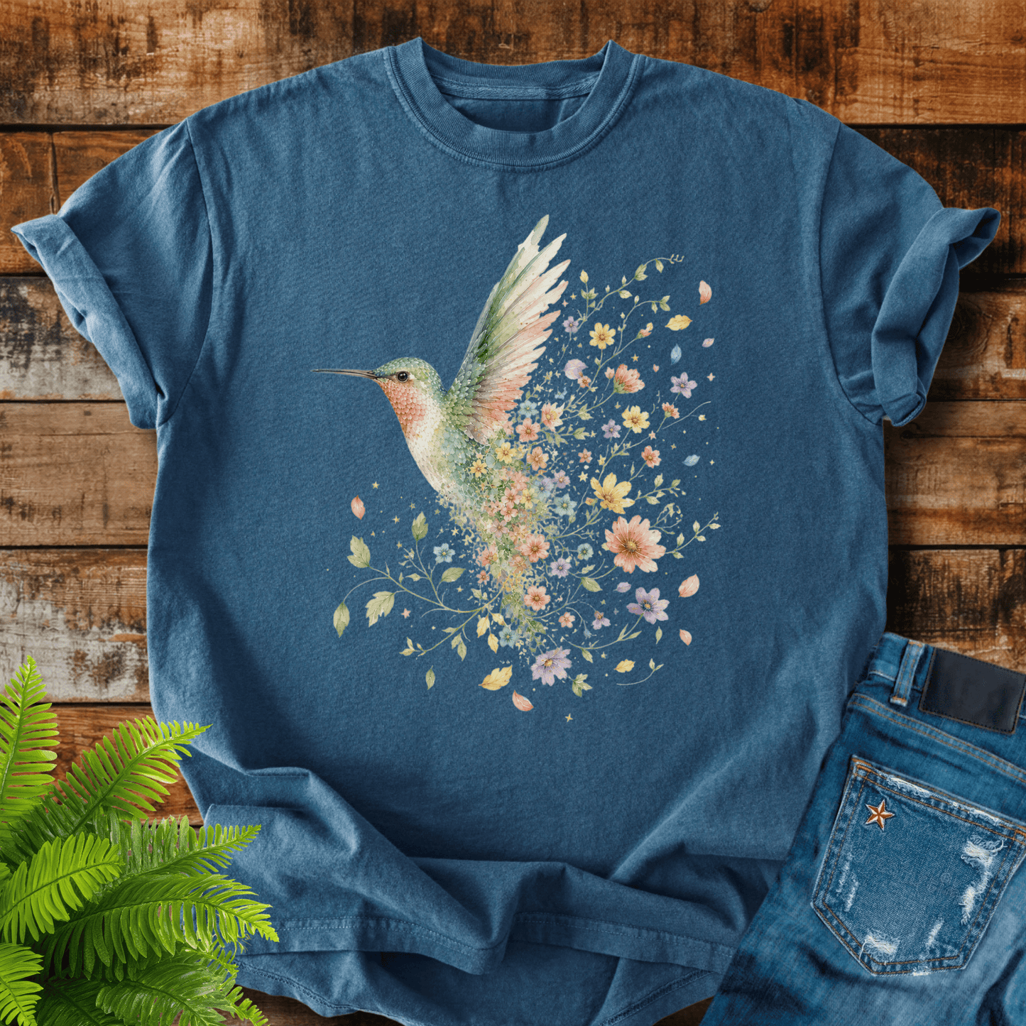 Floral Hummingbird T-shirt