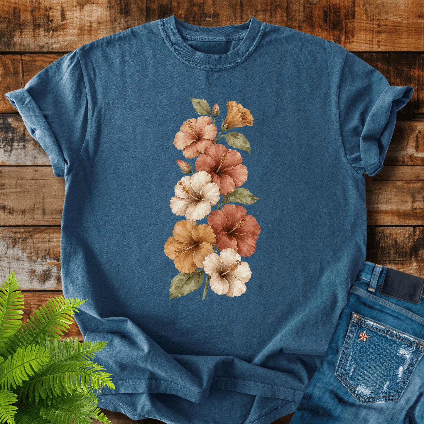 Vintage Hibiscus Flowers T-shirt