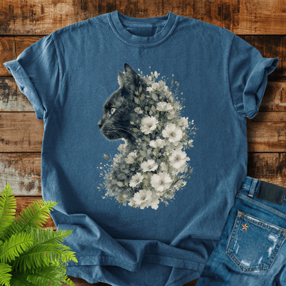 Floral Black Cat T-shirt