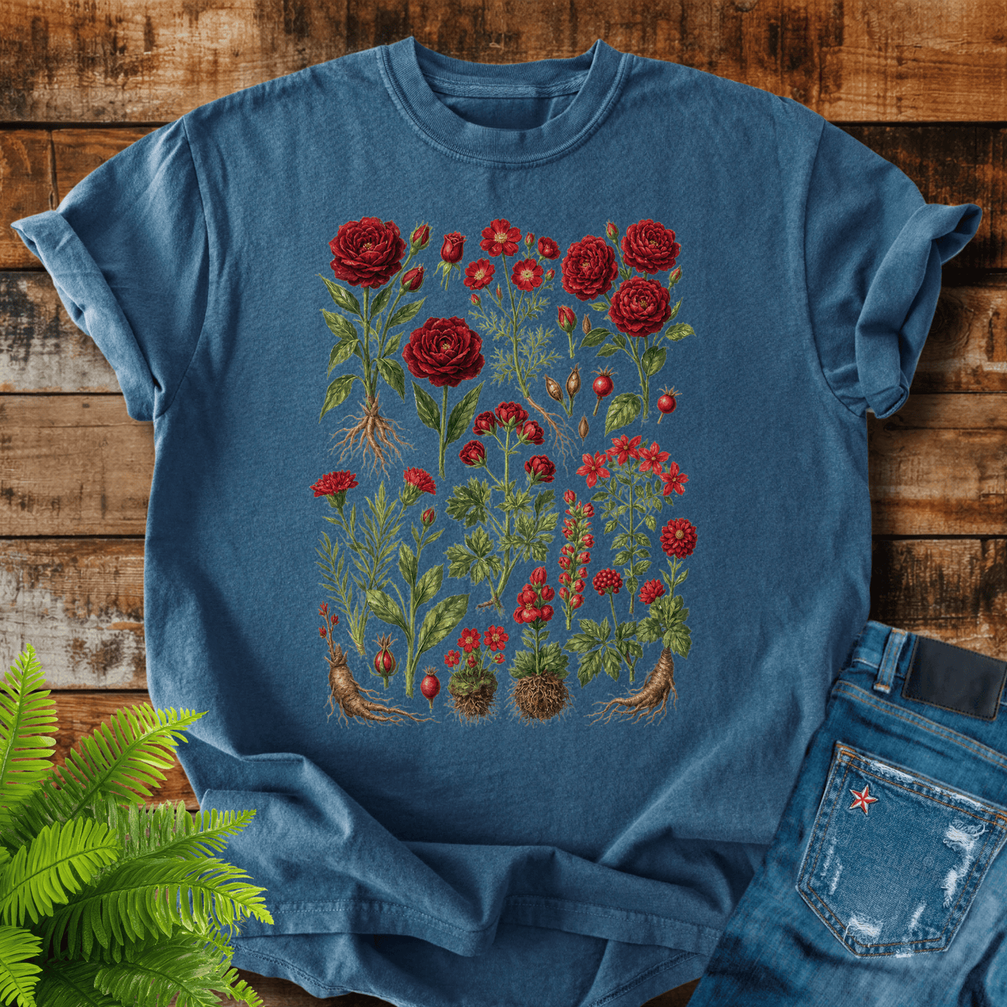 Red Roses Botanical T-shirt