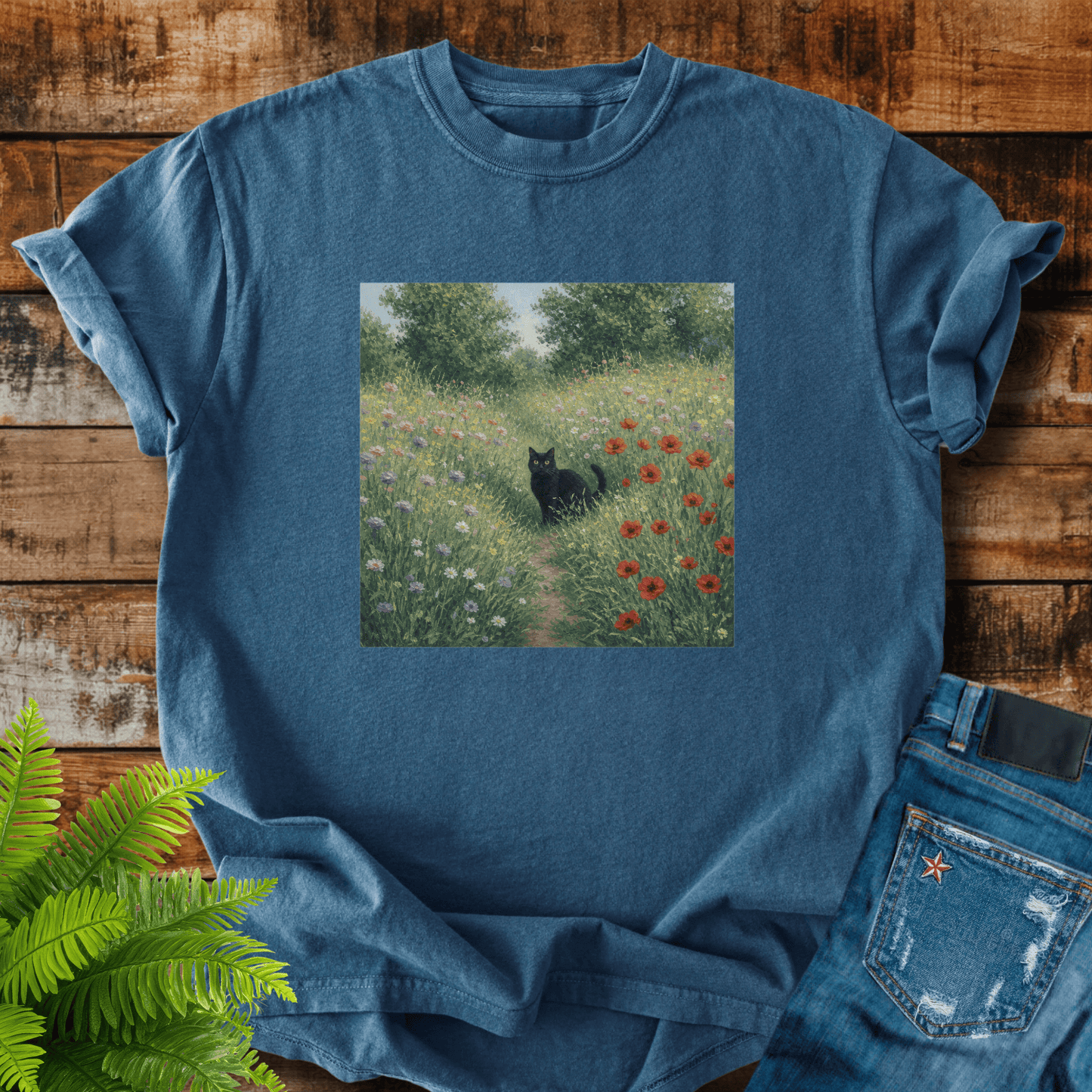 Black Cat Meadow T-shirt