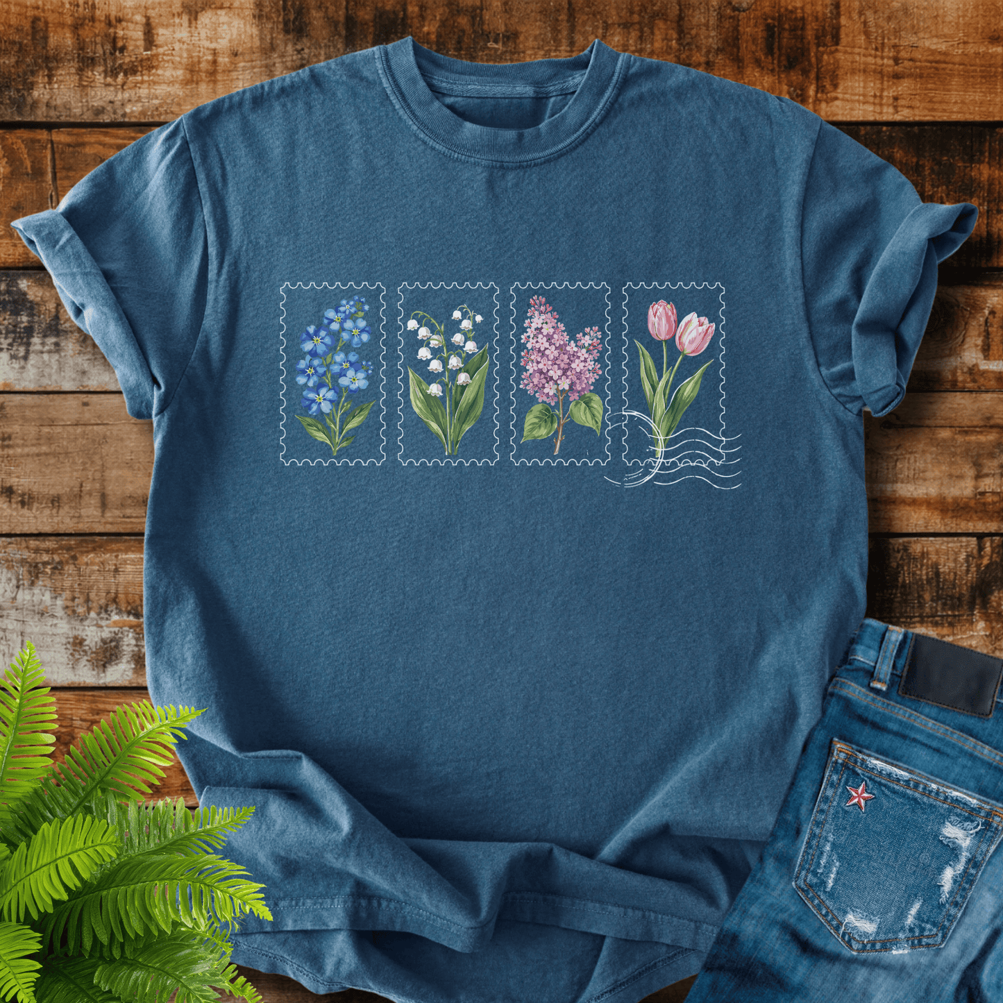 Floral Postage Stamps T-shirt