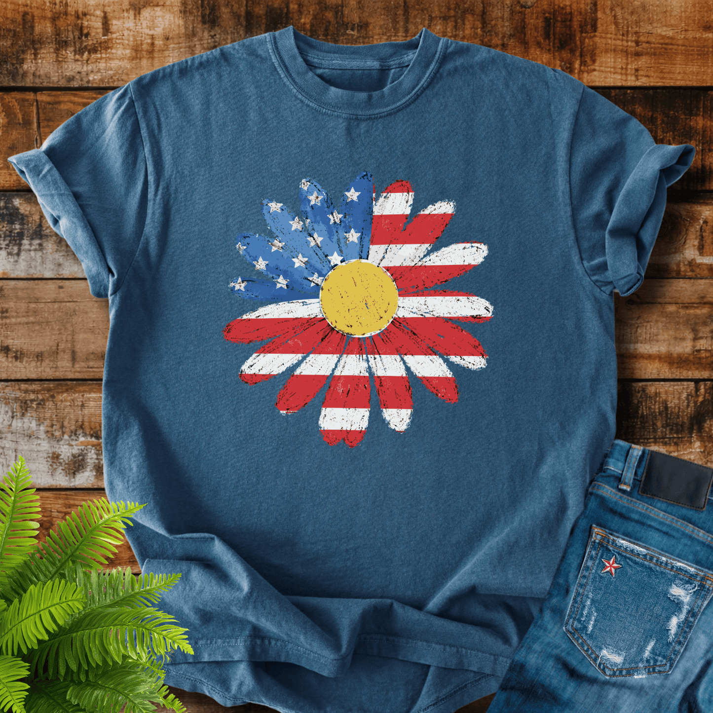 American Flag Daisy T-shirt