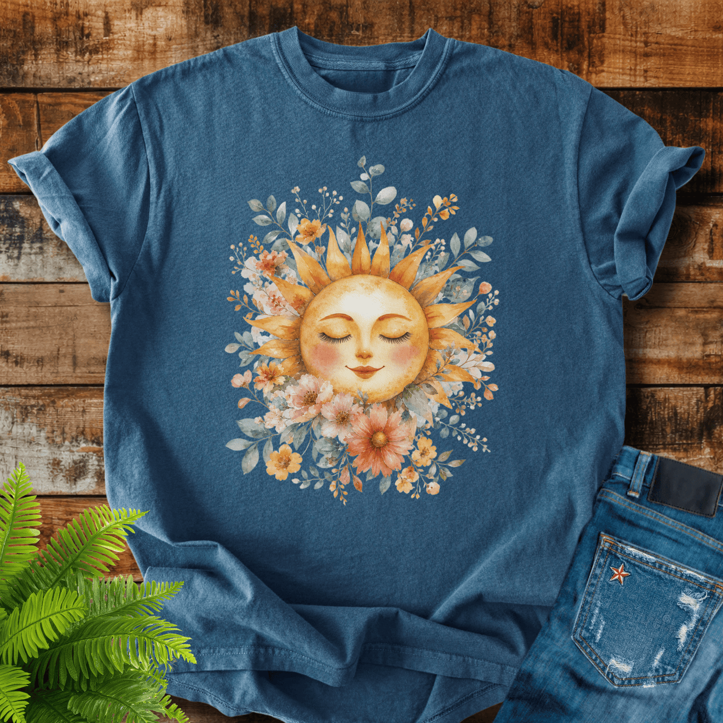 Floral Sun Face T-shirt