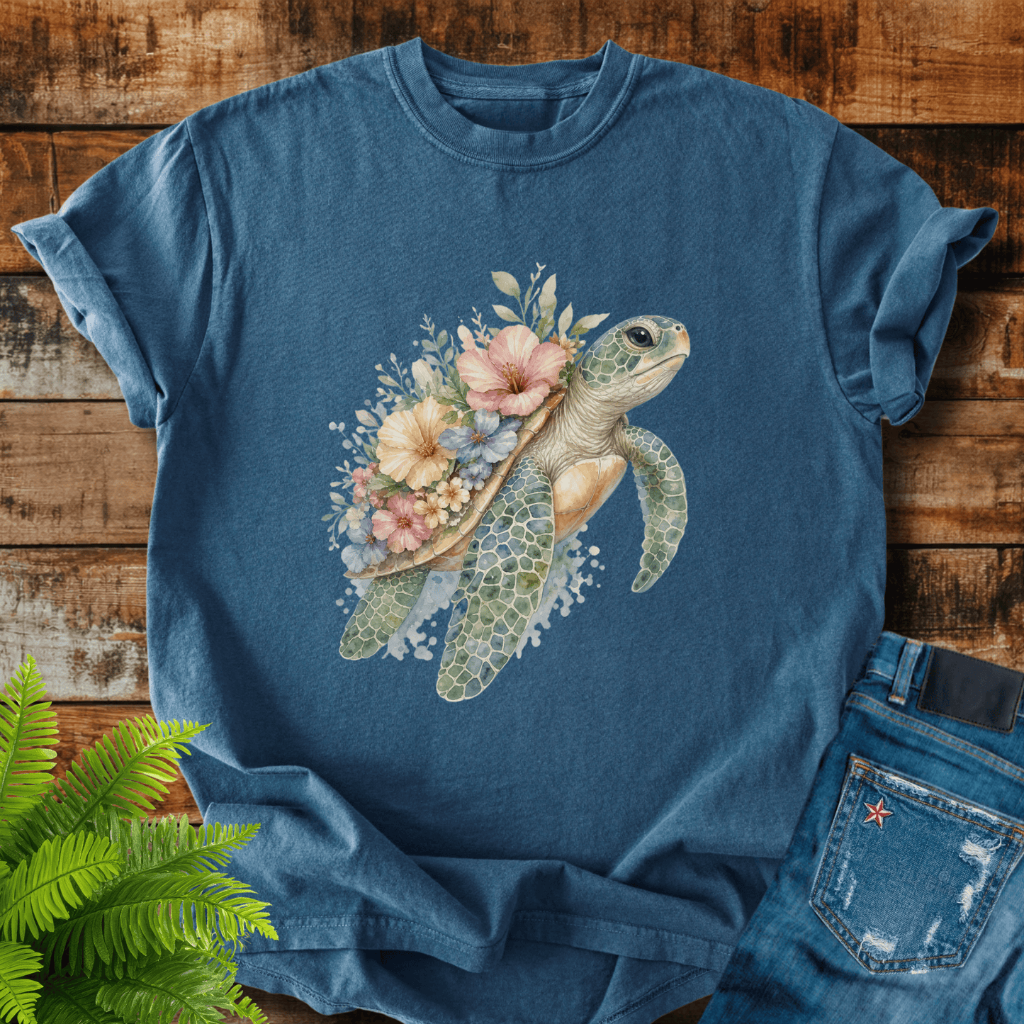 Floral Sea Turtle T-shirt
