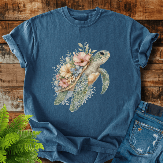 Floral Sea Turtle T-shirt