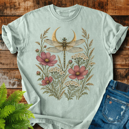Dragonfly Moon print on a Bay t-shirt