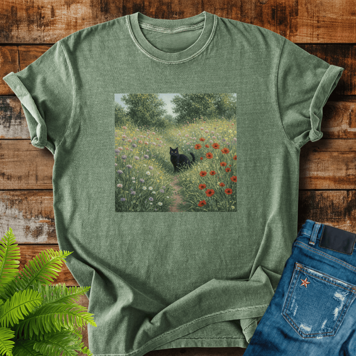 Black Cat Meadow T-shirt