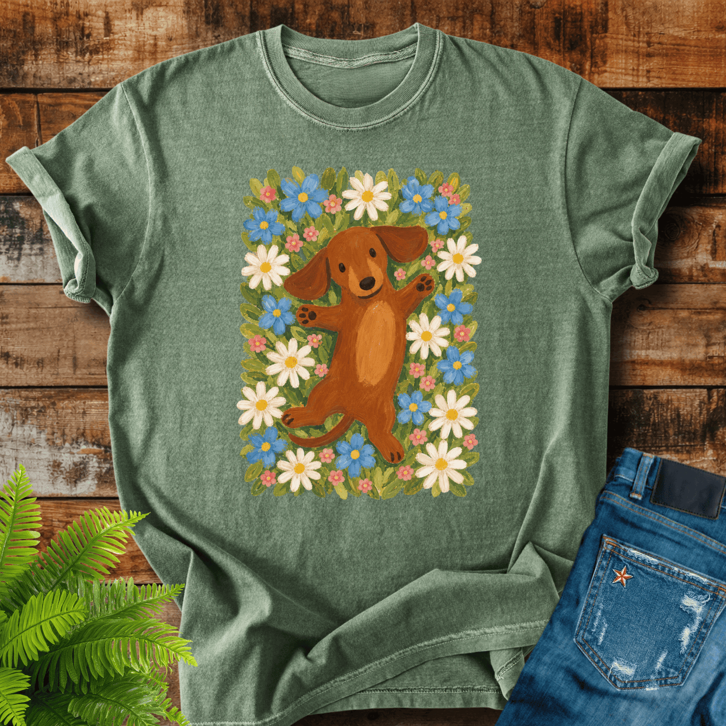 Dachshund Flowers T-shirt