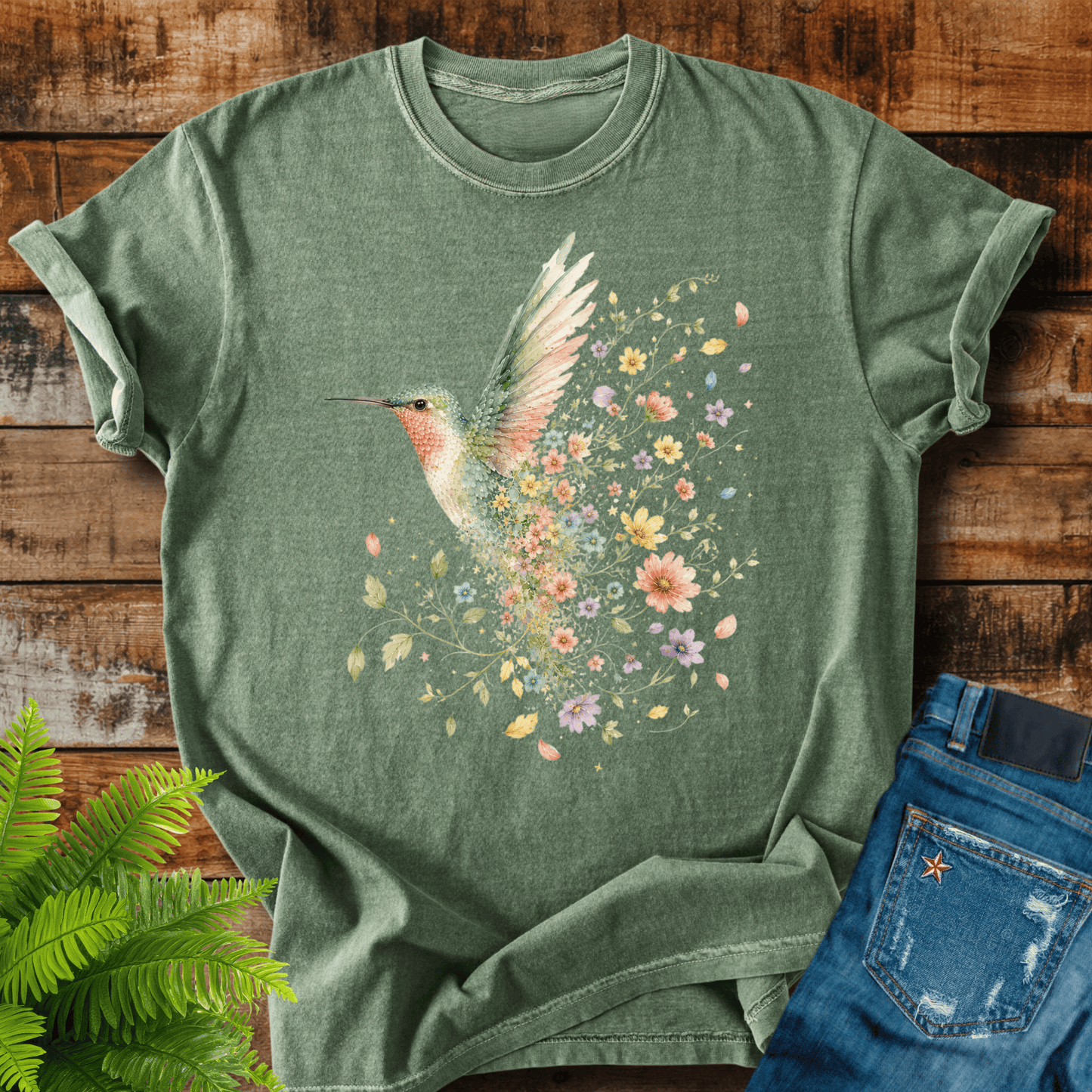 Floral Hummingbird T-shirt