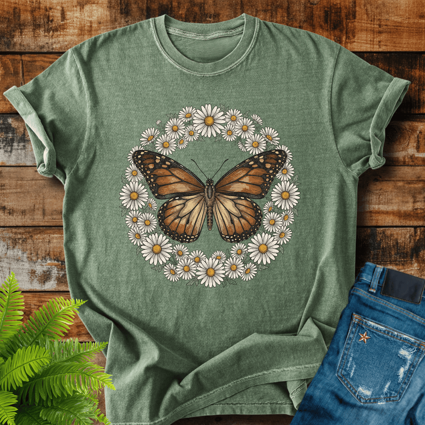 Butterfly Daisy Wreath T-shirt