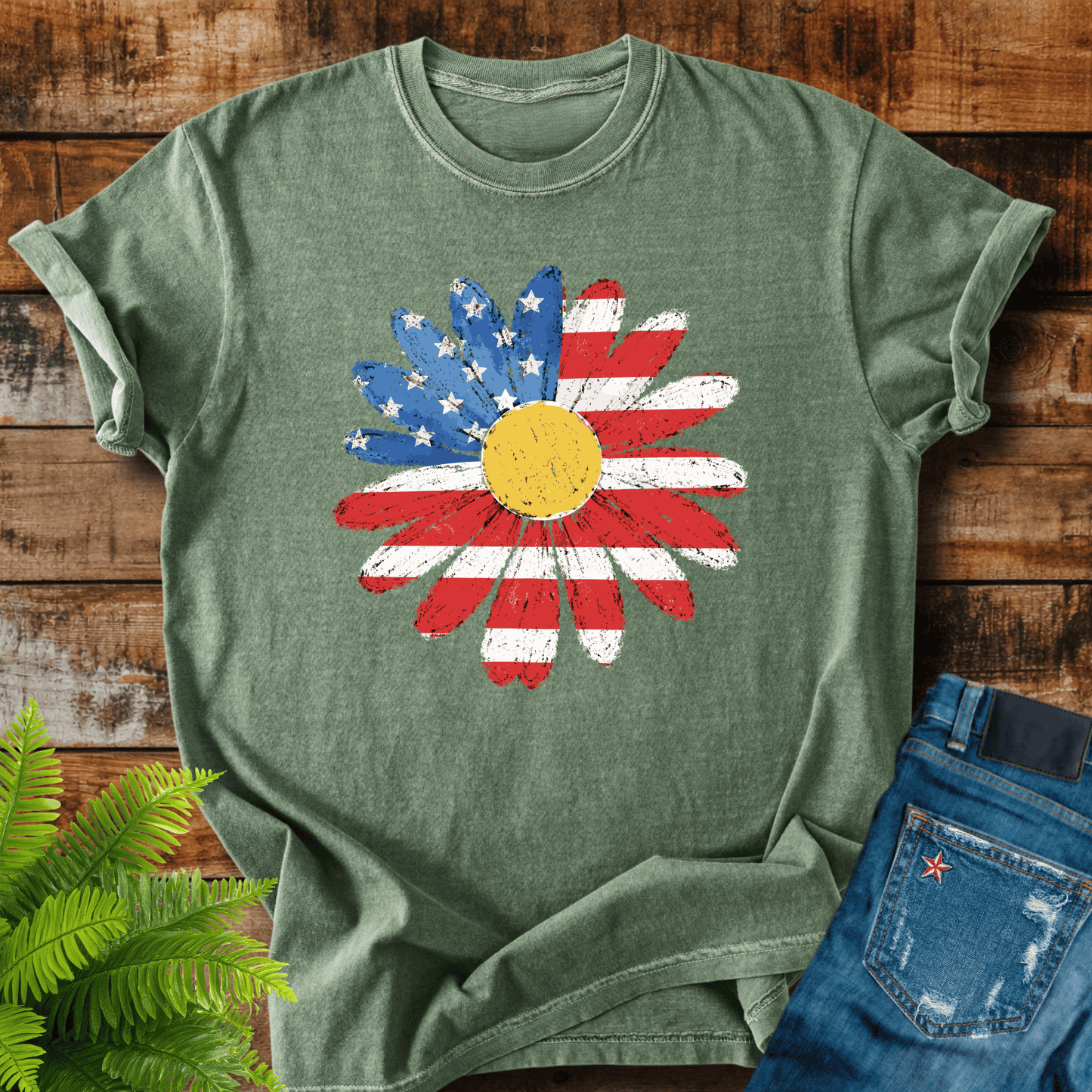 American Flag Daisy T-shirt