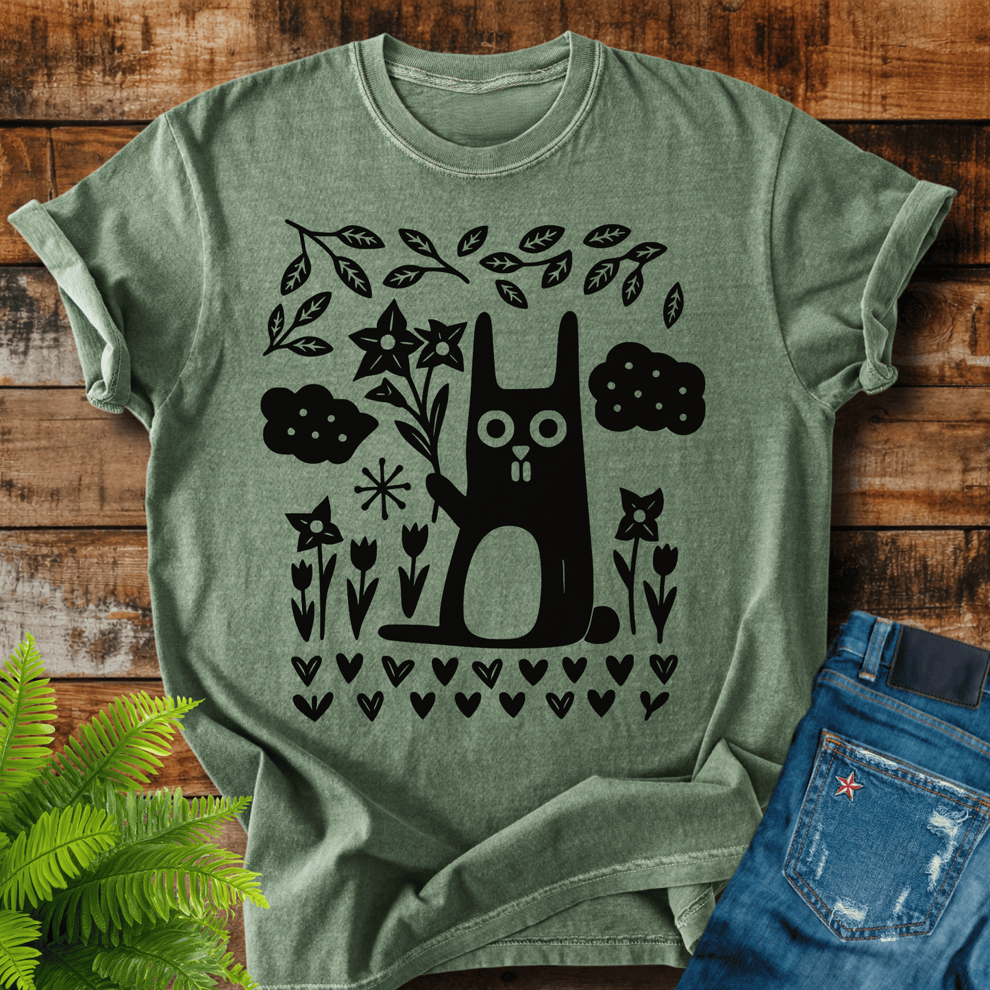 Folk Art Cat T-shirt