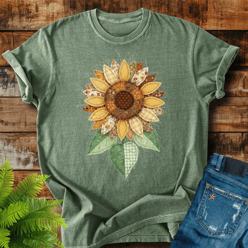 Faux Patchwork Sunflower T-shirt