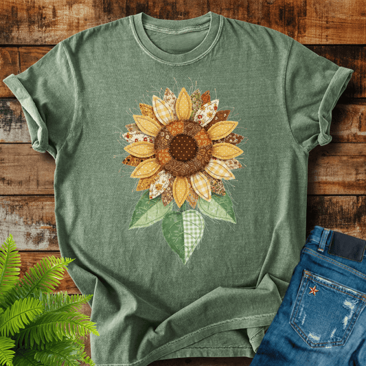 Faux Patchwork Sunflower T-shirt