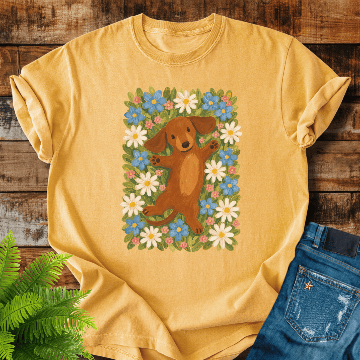 Dachshund Flowers T-shirt