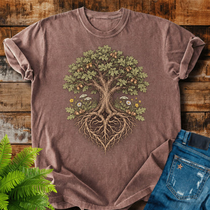 Oak Heart Roots print on a Espresso t-shirt
