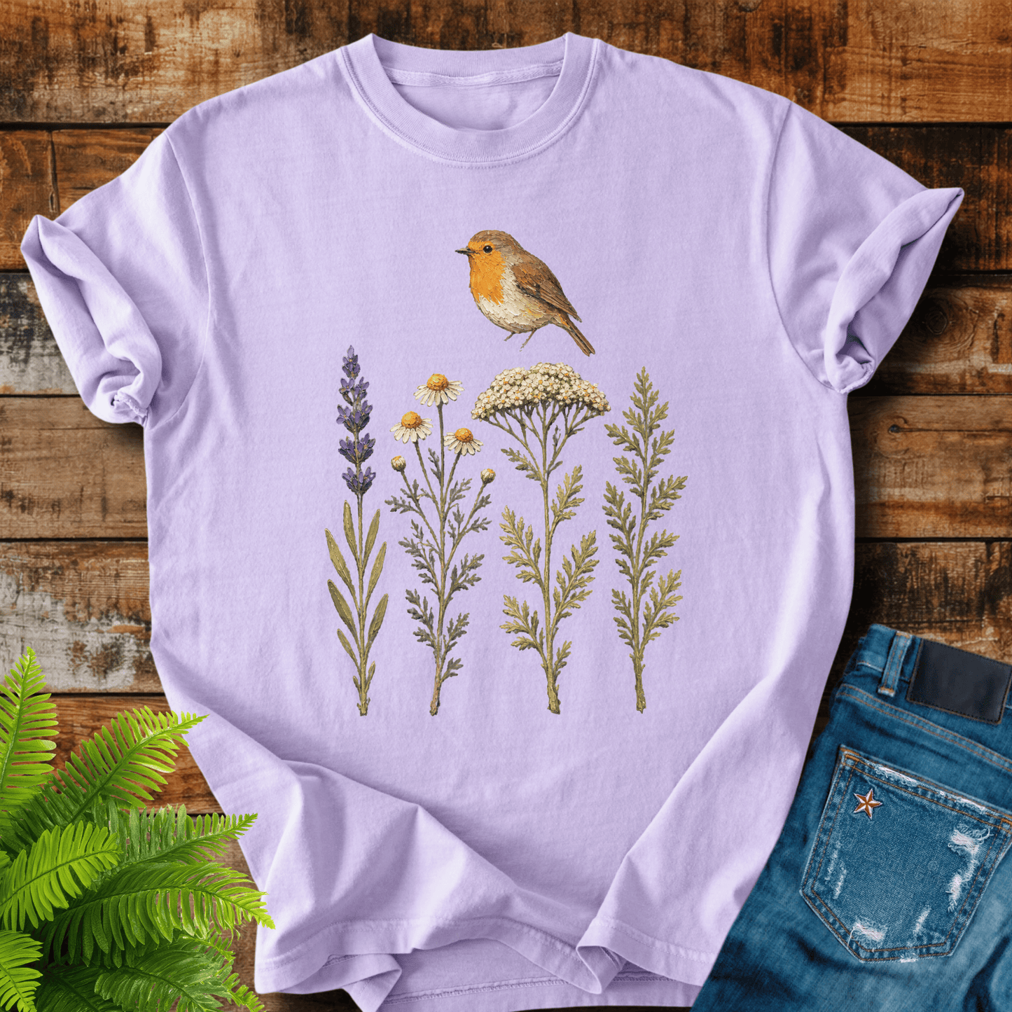 Robin Wildflowers T-shirt