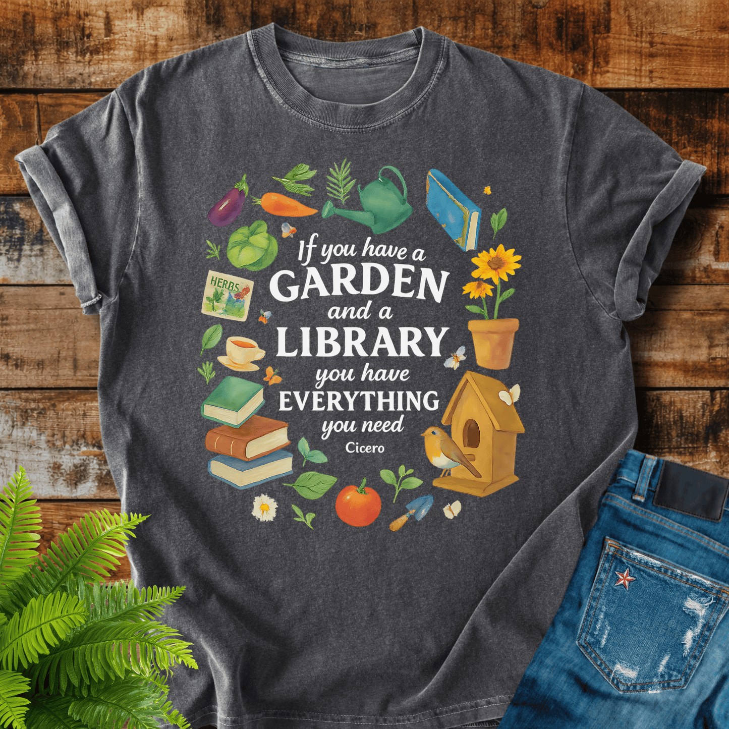Garden Library Quote T-shirt