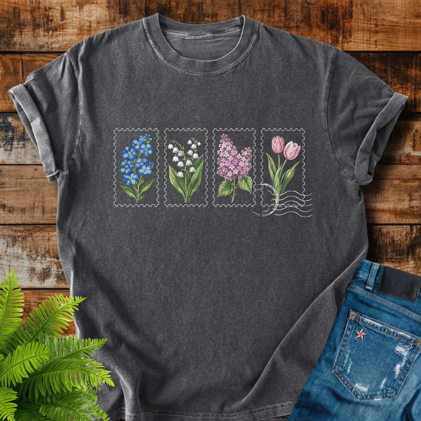 Floral Postage Stamps T-shirt
