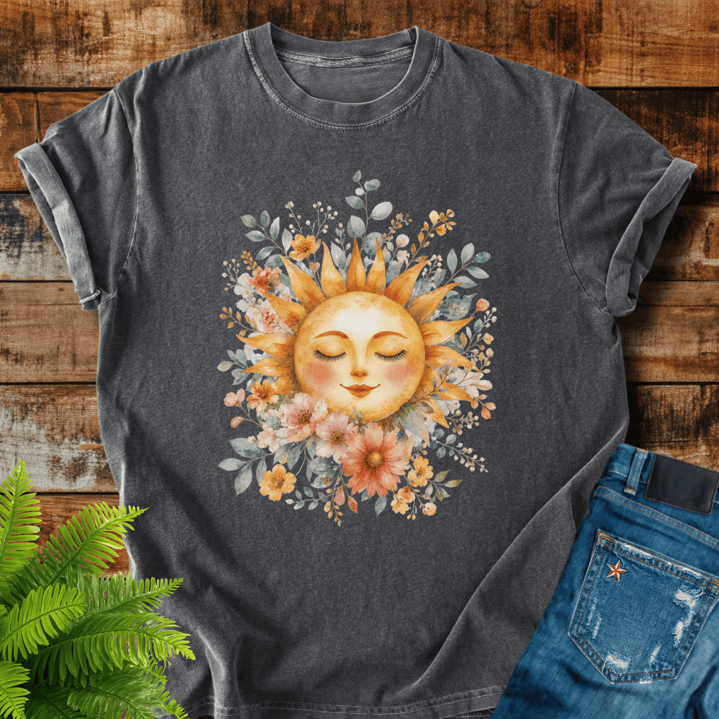 Floral Sun Face T-shirt