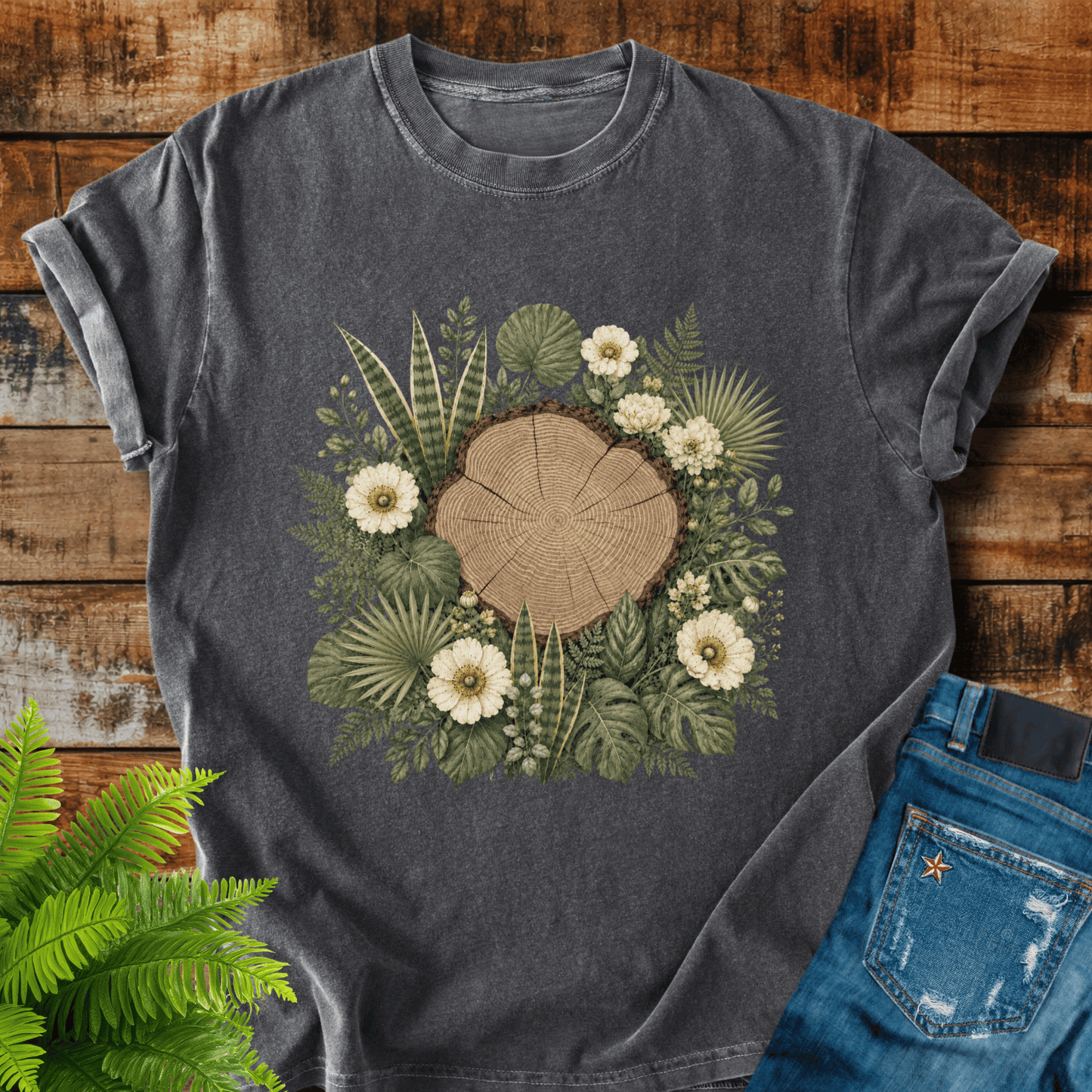 Floral Tree Stump T-shirt