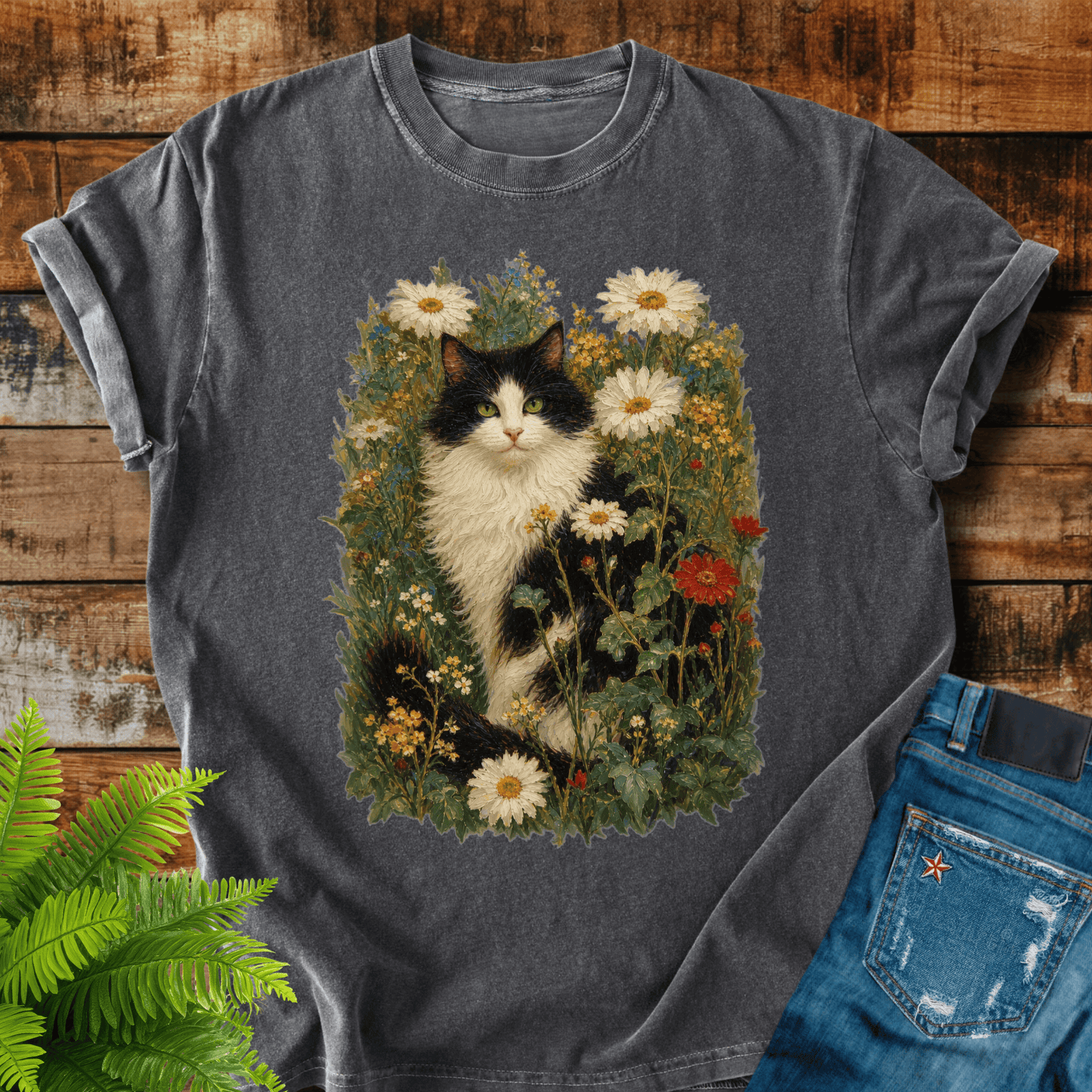 Floral Cat T-shirt