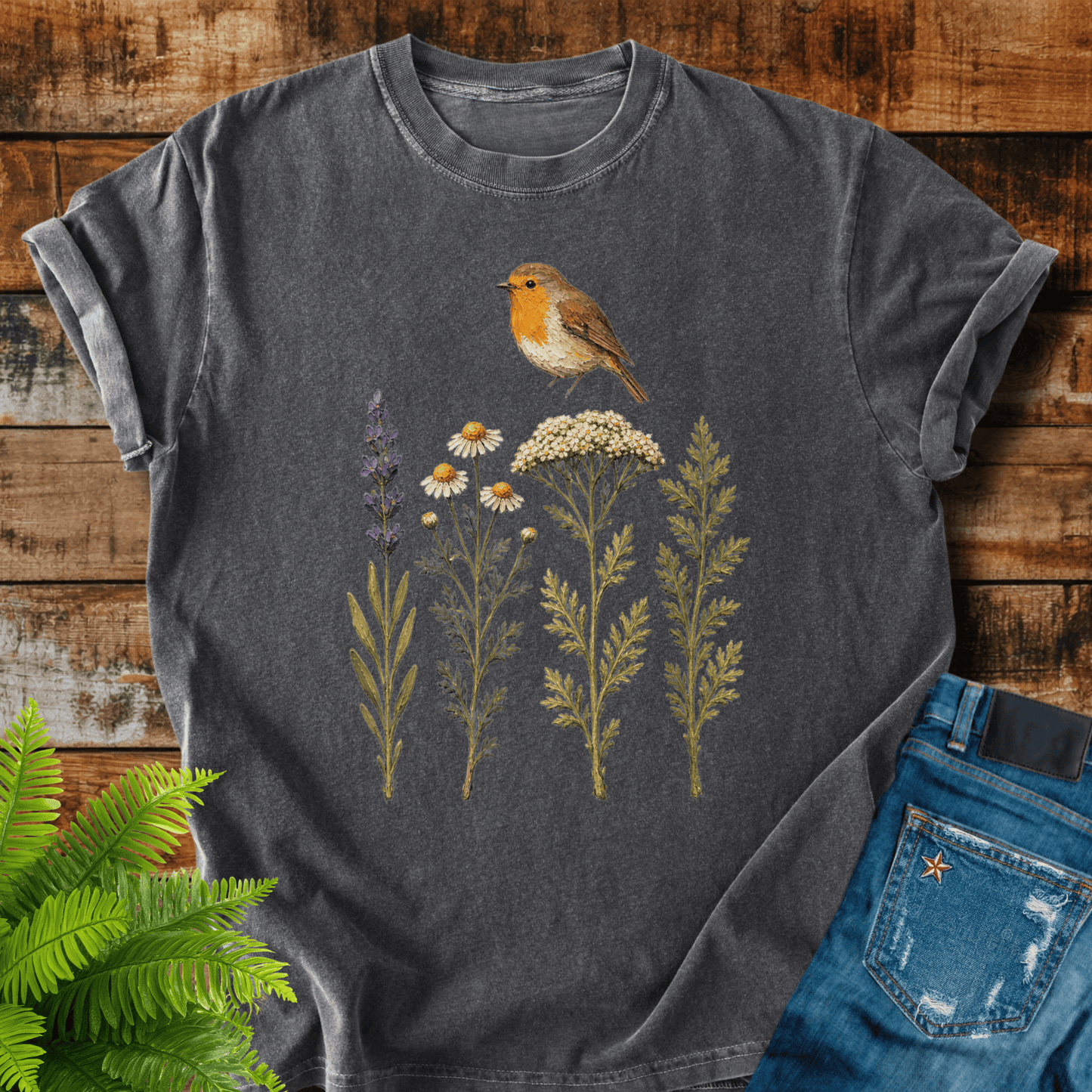 Robin Wildflowers T-shirt