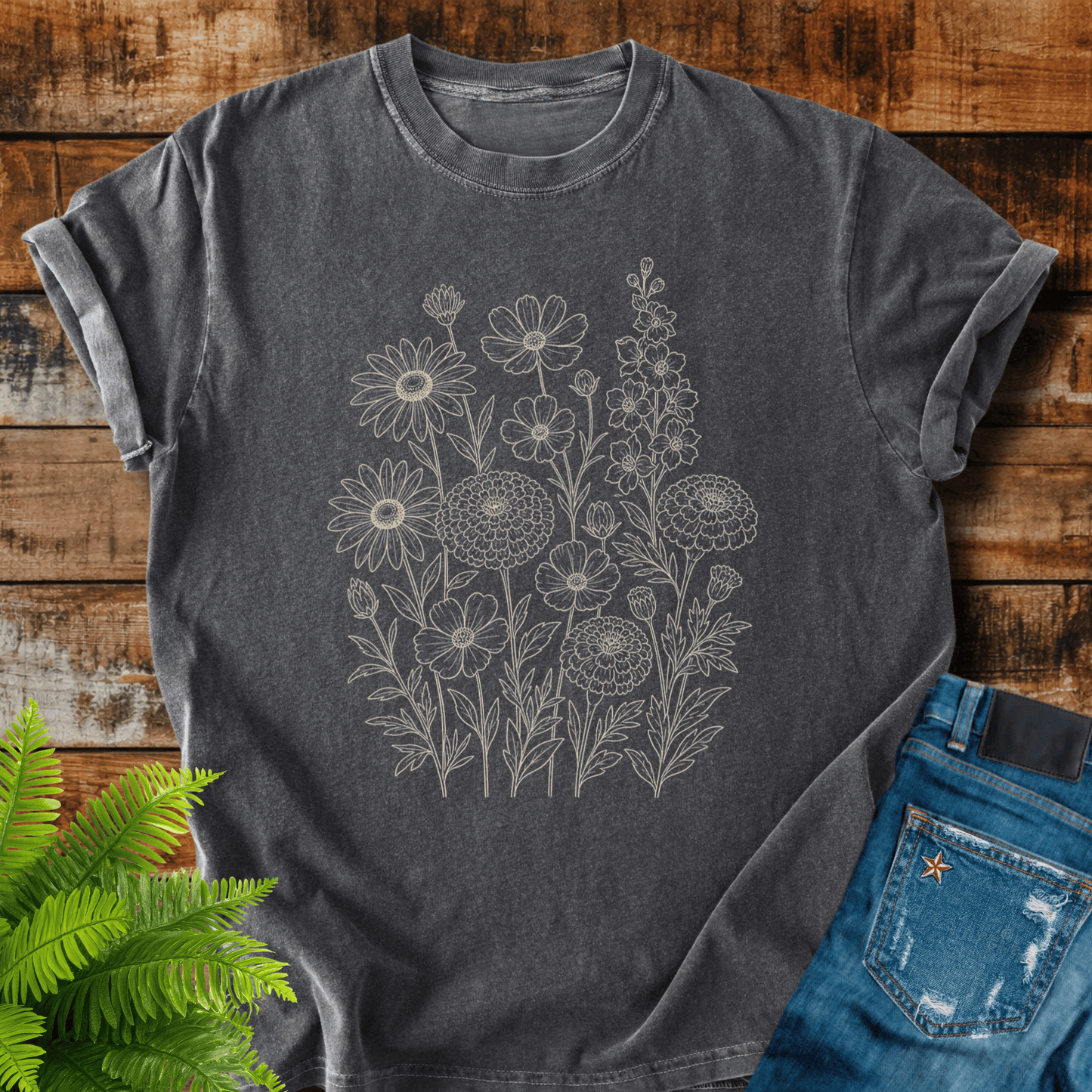 Wildflower Line Art T-shirt