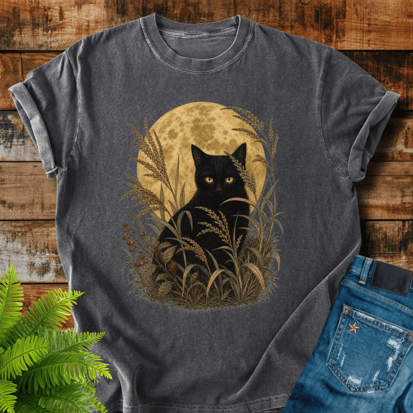 Moonlit Black Cat T-shirt