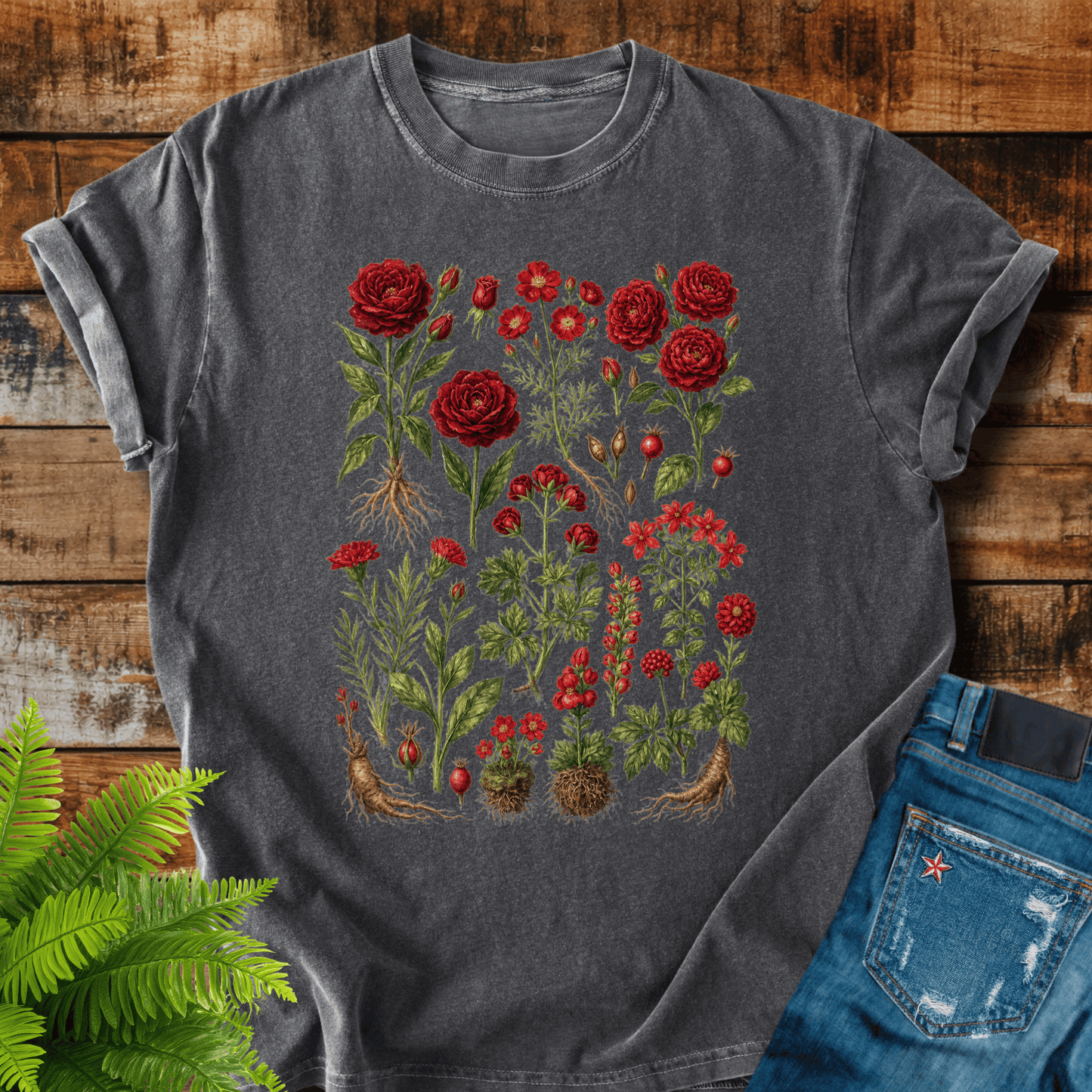 Red Roses Botanical T-shirt