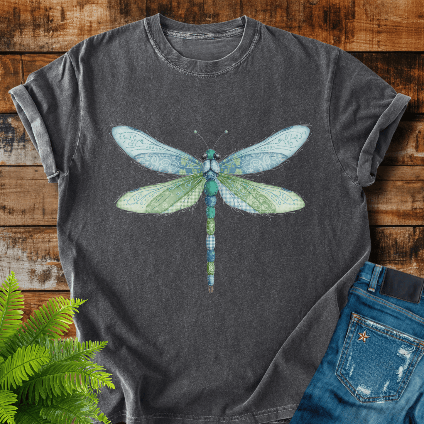 Faux Patchwork Dragonfly T-shirt