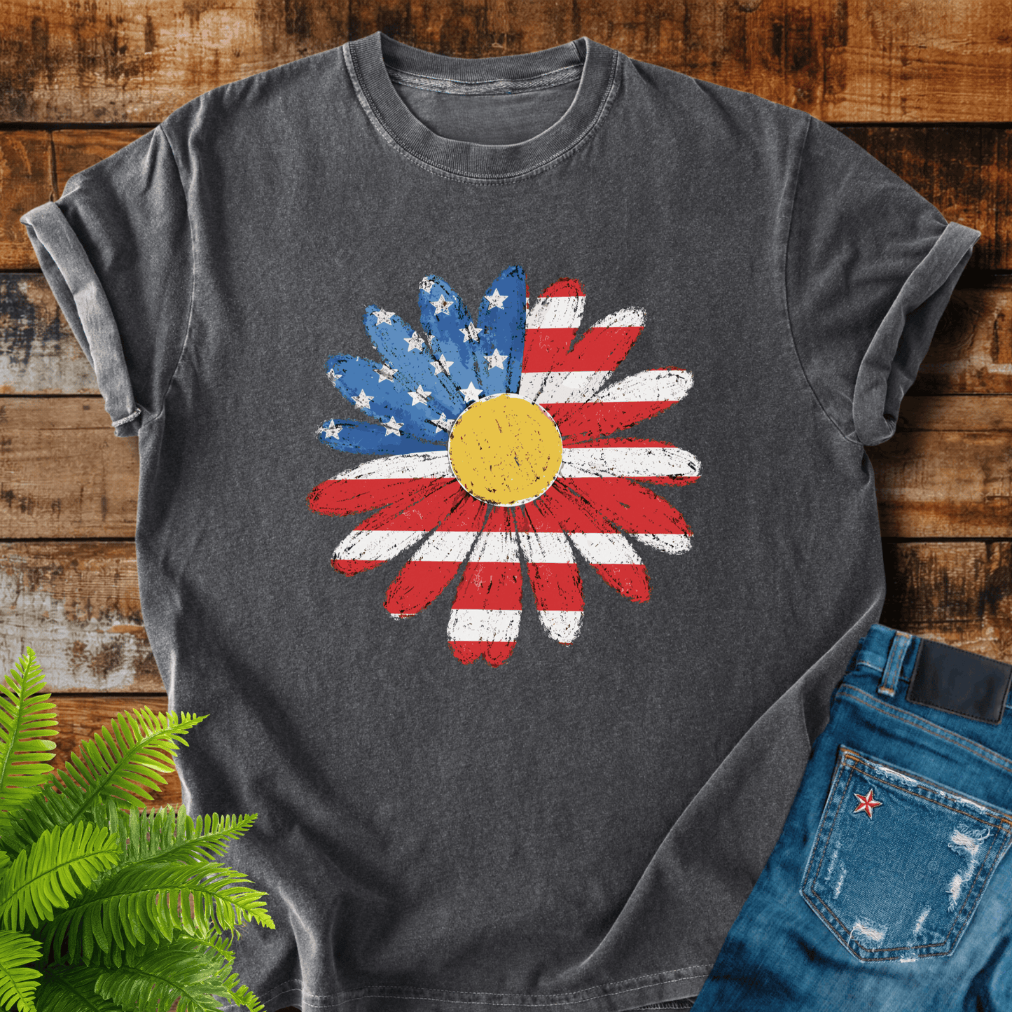 American Flag Daisy T-shirt