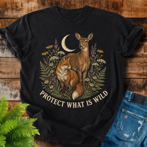 Protect What Is Wild print on a Black t-shirt