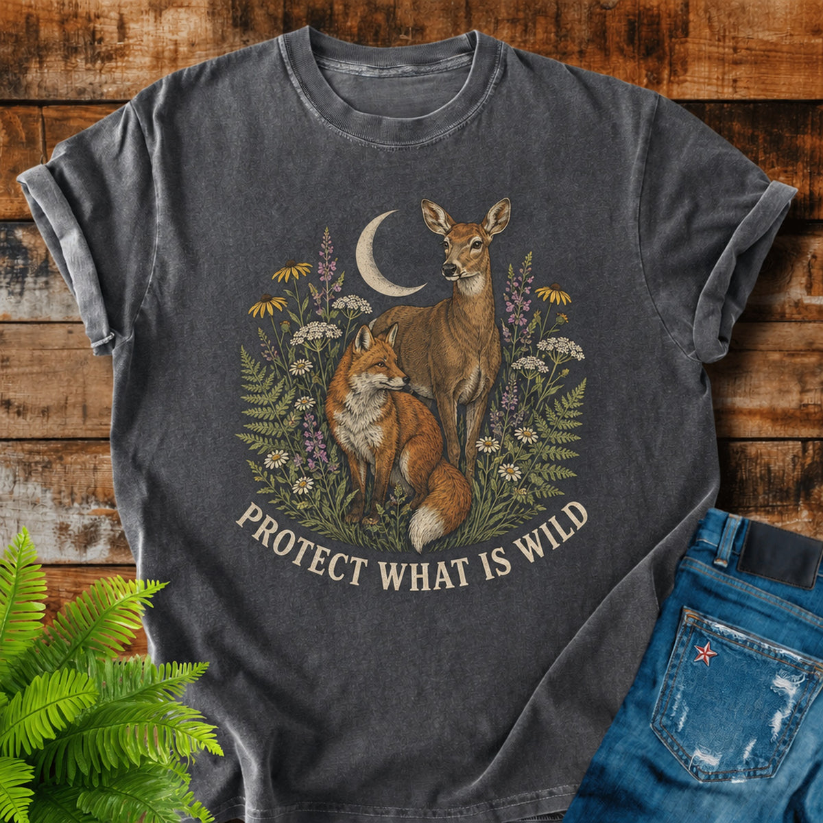 Protect What Is Wild print on a Pepper t-shirt