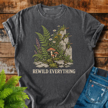 Rewild Everything print on a Pepper t-shirt