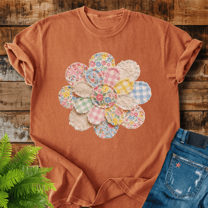 Faux Patchwork Flower T-shirt