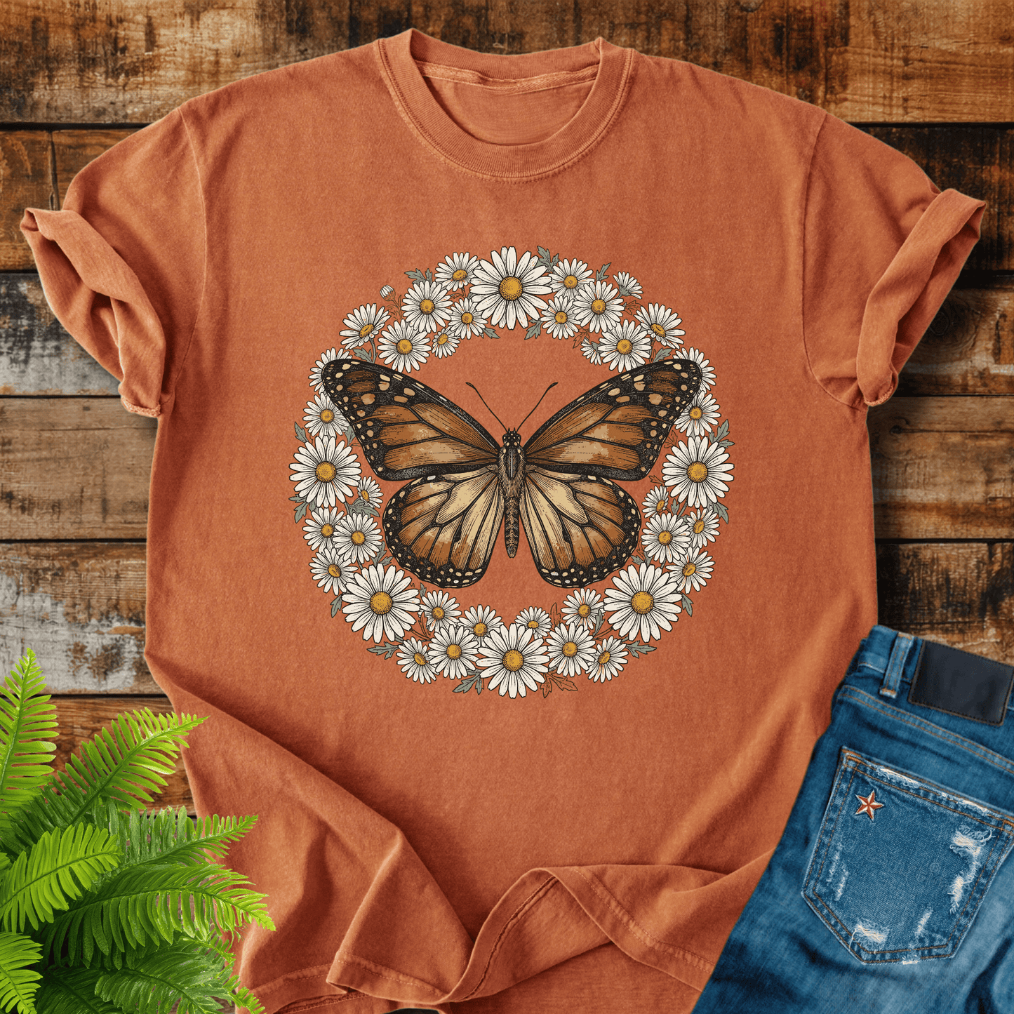 Butterfly Daisy Wreath T-shirt