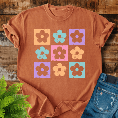 Retro Flower Grid T-shirt
