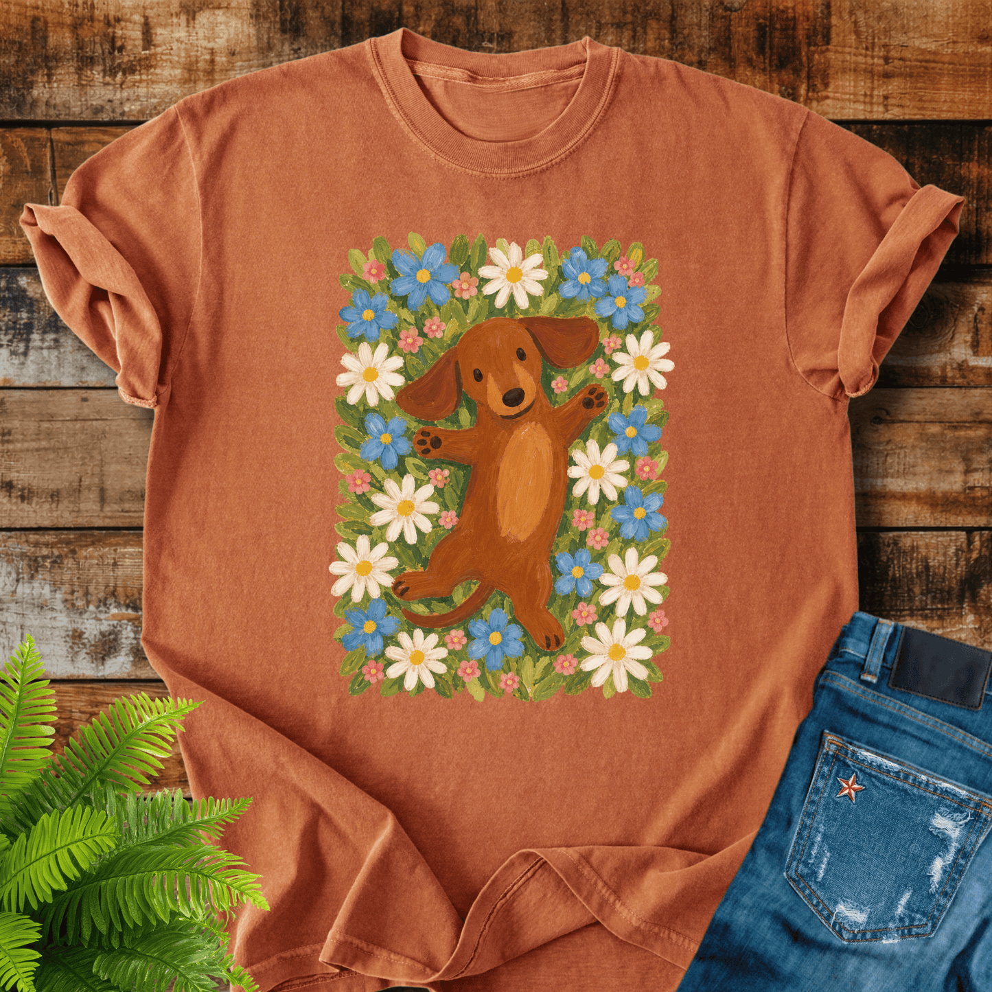 Dachshund Flowers T-shirt