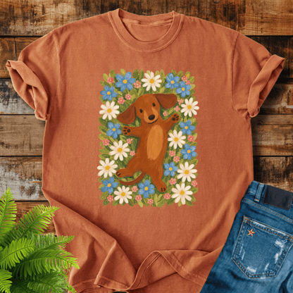 Dachshund Flowers T-shirt