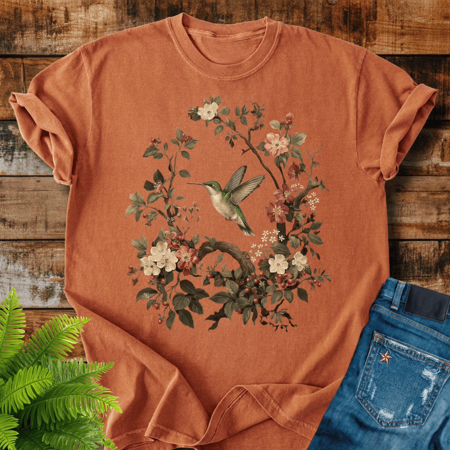 Floral Hummingbird T-shirt