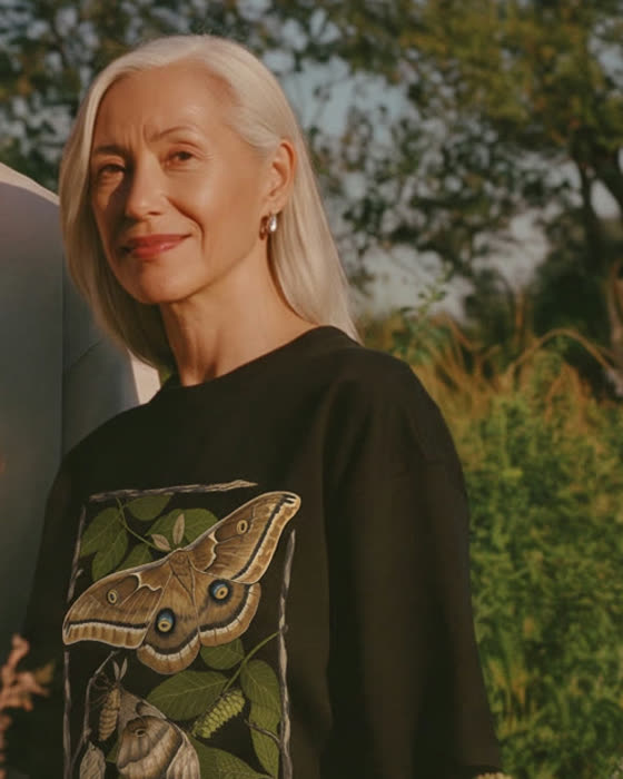 Black tee with the Luna Moth print